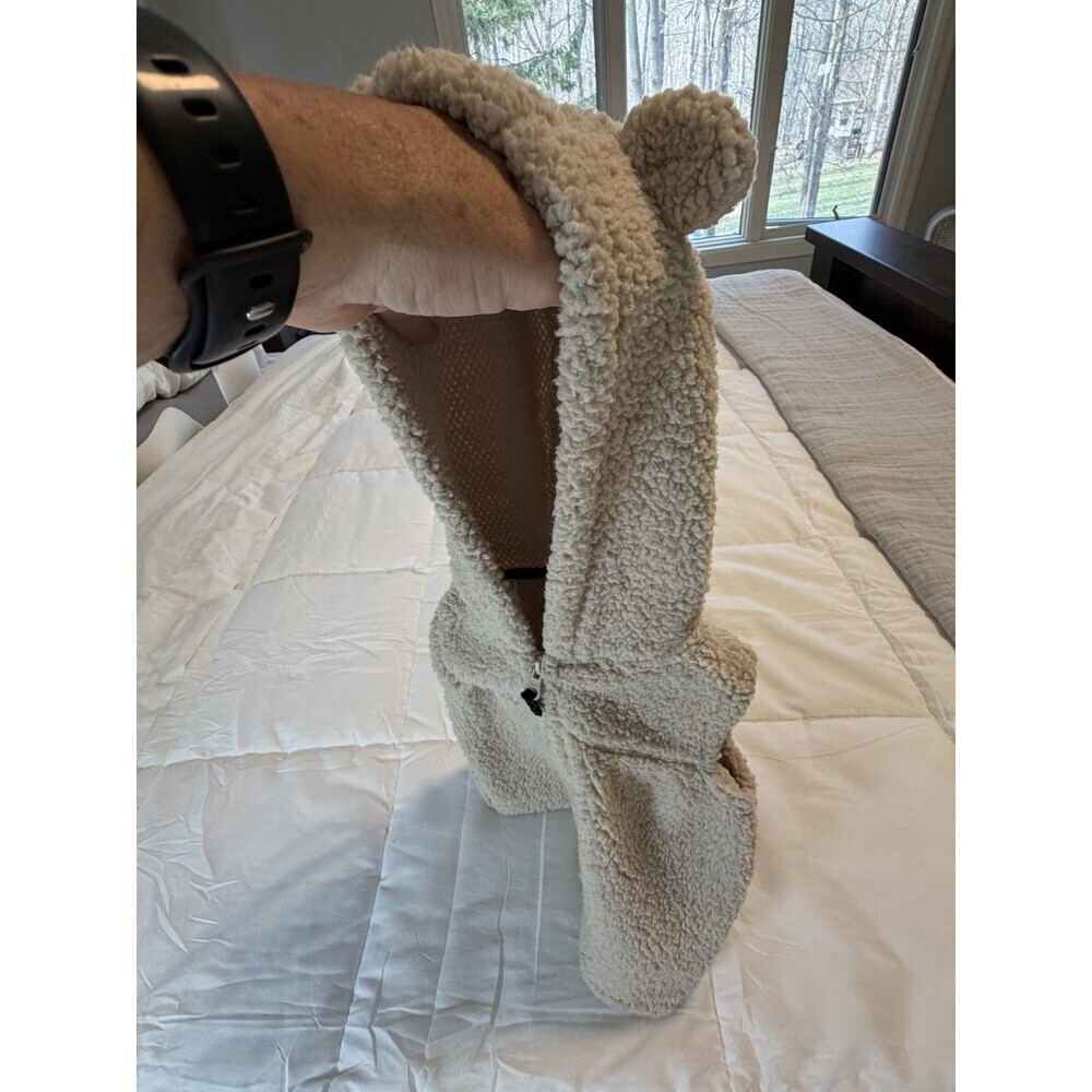 Carter’s Fuzzy Sherpa Hoodie Zip Up Vest Light Tan Size 18mo - Picture 4 of 6